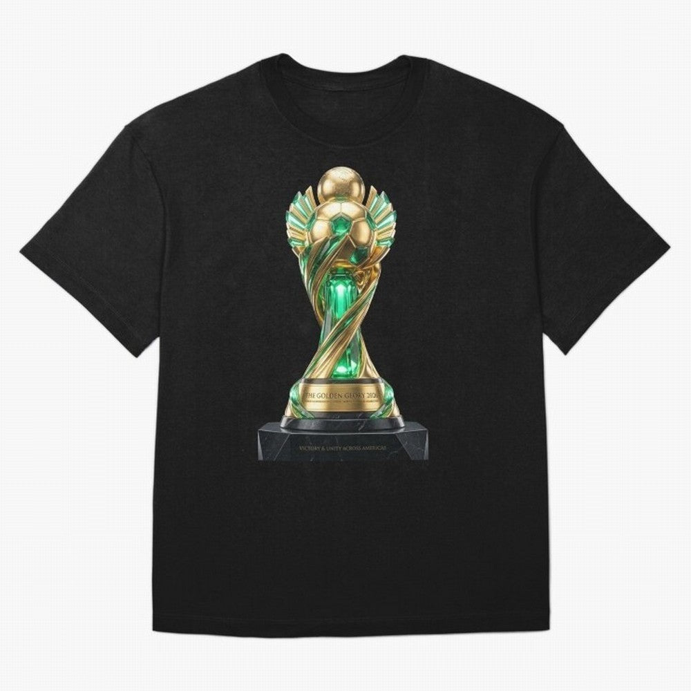 The Golden Glory 2026 - Futurist Soccer Trophy Classic T-Shirt Support Your Favorite Stars during FIFA World Cup 2026 Group Stage for Fans of Messi and Cristiano Ronaldo and Argentina, Bringing Championship Spirit, Famous Goals, Roaring Crowds and