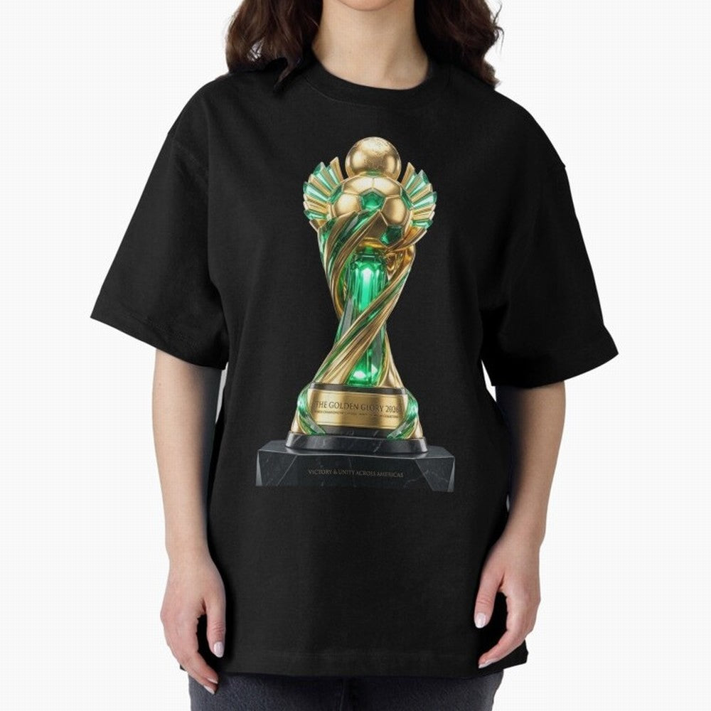 The Golden Glory 2026 - Futurist Soccer Trophy Classic T-Shirt Support Your Favorite Stars during FIFA World Cup 2026 Group Stage for Fans of Messi and Cristiano Ronaldo and Argentina, Bringing Championship Spirit, Famous Goals, Roaring Crowds and