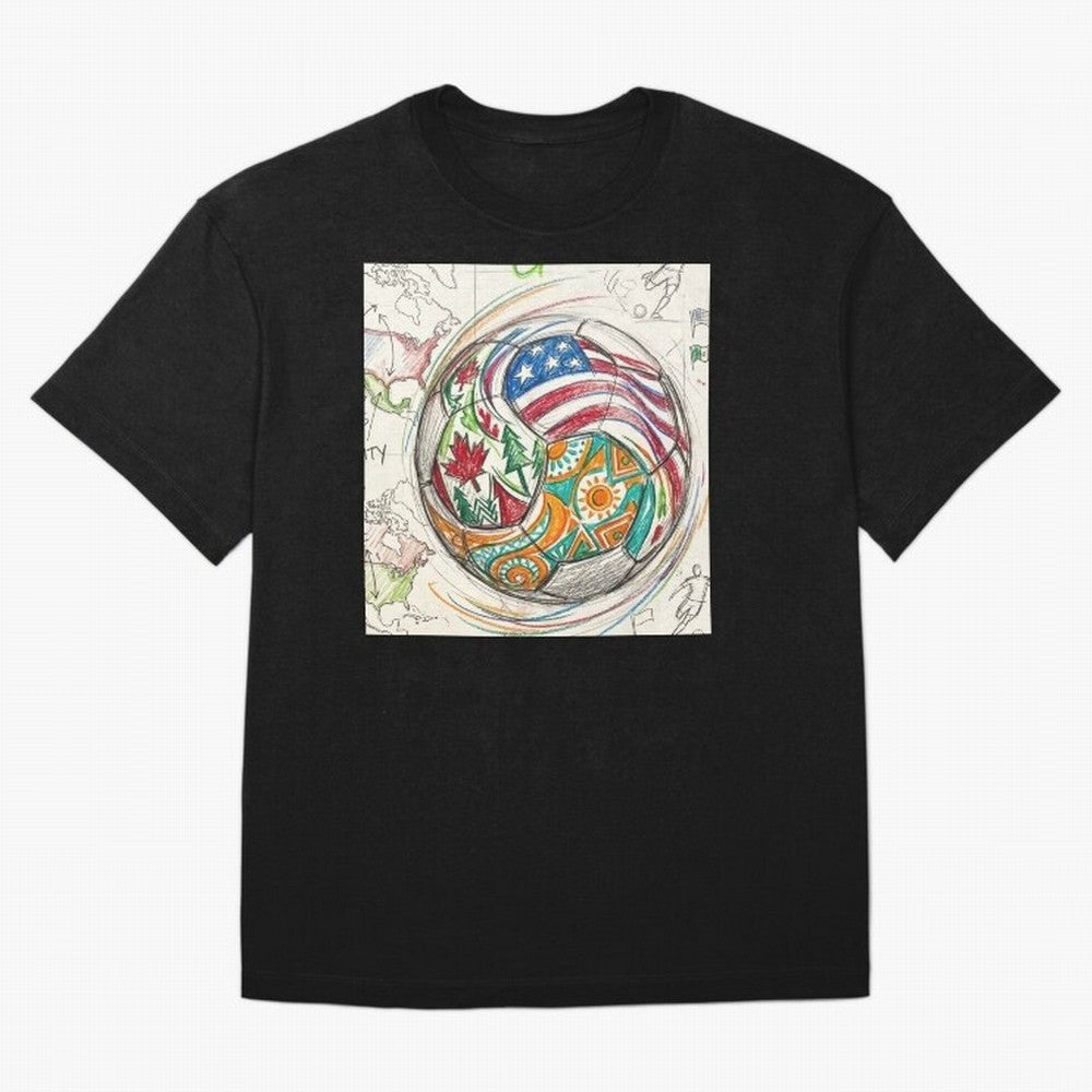 FIFA 2026 World Cup Unity Ball - Hand-Drawn Host Nations Art Classic T-Shirt Live for the Drama of Global Football Passion for FIFA World Cup 2026, Highlighting Neymar, Argentina and Brazil, Championship Spirit, Famous Goals, Roaring Crowds and