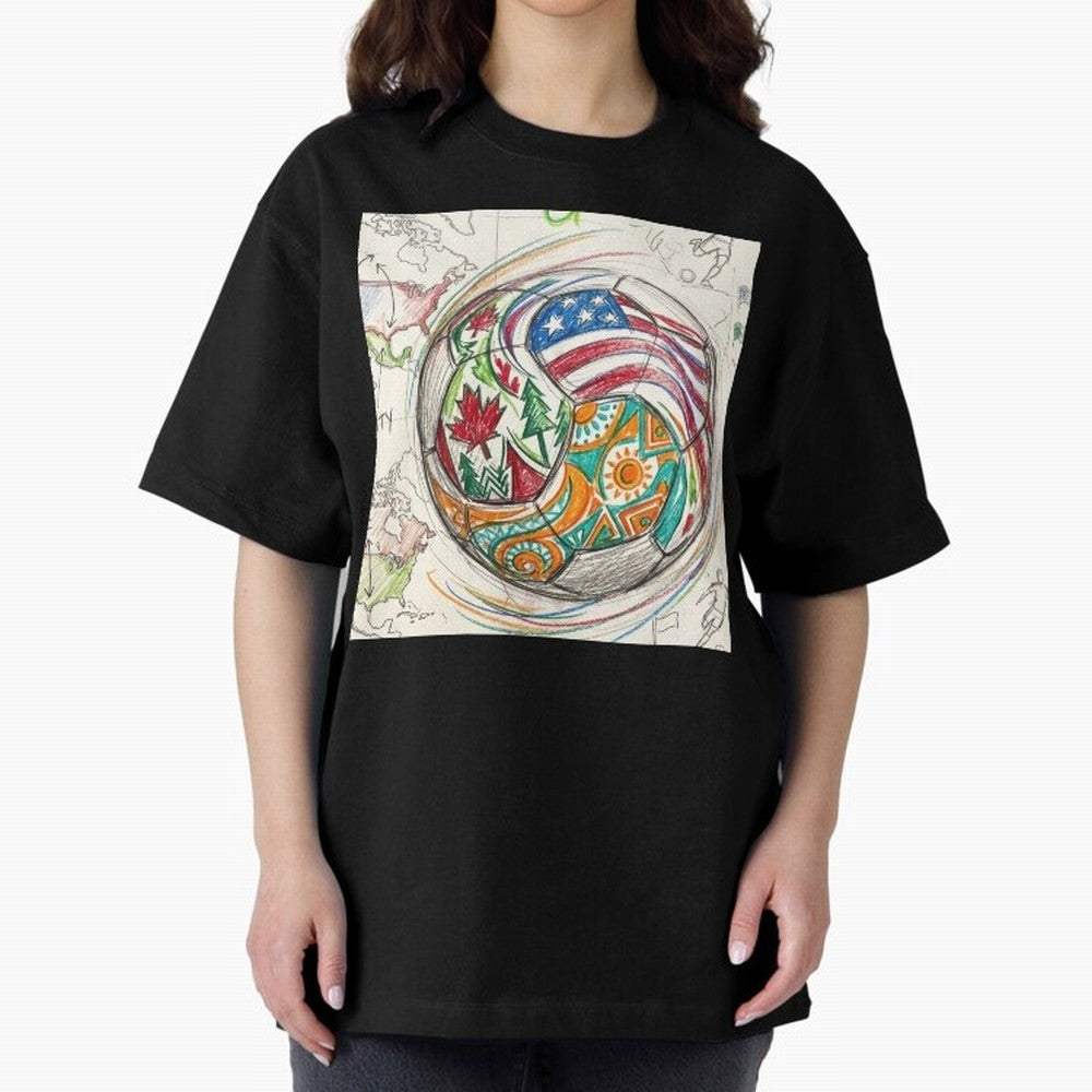 FIFA 2026 World Cup Unity Ball - Hand-Drawn Host Nations Art Classic T-Shirt Live for the Drama of Global Football Passion for FIFA World Cup 2026, Highlighting Neymar, Argentina and Brazil, Championship Spirit, Famous Goals, Roaring Crowds and