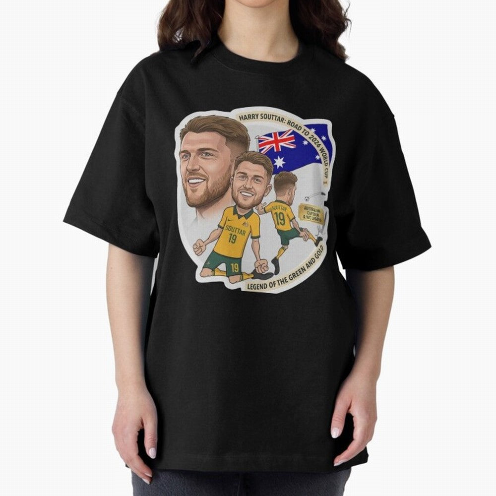 Harry Souttar Australia Football Legend Cartoon Illustration Classic T-Shirt Make the Season About Match Day Hype around FIFA World Cup 2026 USA Canada Mexico, Haaland, Germany, Retro Football Energy, Iconic Rivalries, Trophy Chase Drama and