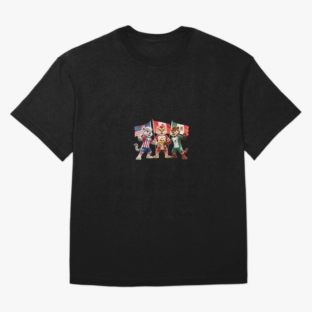 World Cup 2026 Host Nations Mascots - USA Canada Mexico Soccer Champions Classic T-Shirt Fuel the Hype around FIFA World Cup 2026 USA Canada Mexico for Fans of Messi and England, Bringing Champion Mindset, Group Stage Buzz, Knockout Tension and