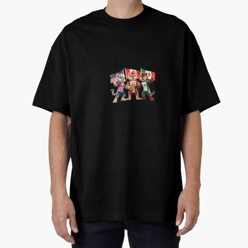 World Cup 2026 Host Nations Mascots - USA Canada Mexico Soccer Champions Classic T-Shirt Fuel the Hype around FIFA World Cup 2026 USA Canada Mexico for Fans of Messi and England, Bringing Champion Mindset, Group Stage Buzz, Knockout Tension and