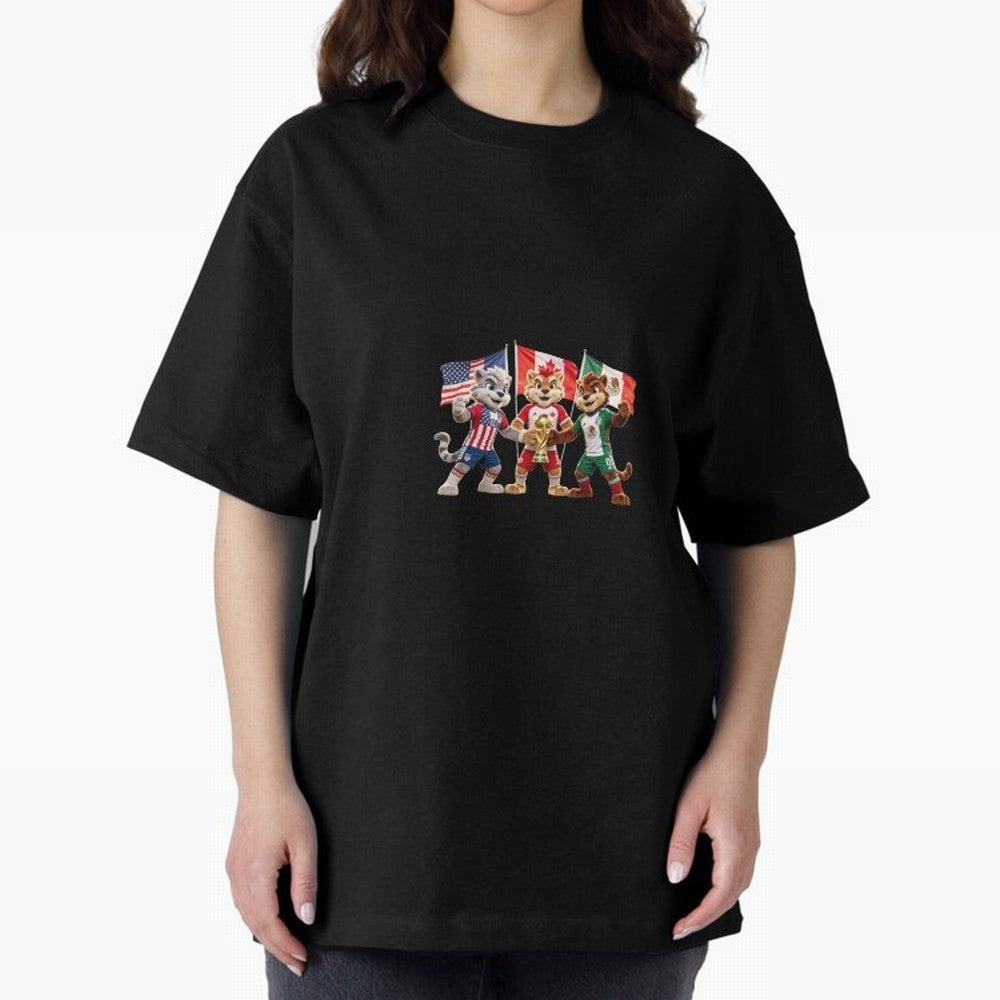 World Cup 2026 Host Nations Mascots - USA Canada Mexico Soccer Champions Classic T-Shirt Fuel the Hype around FIFA World Cup 2026 USA Canada Mexico for Fans of Messi and England, Bringing Champion Mindset, Group Stage Buzz, Knockout Tension and