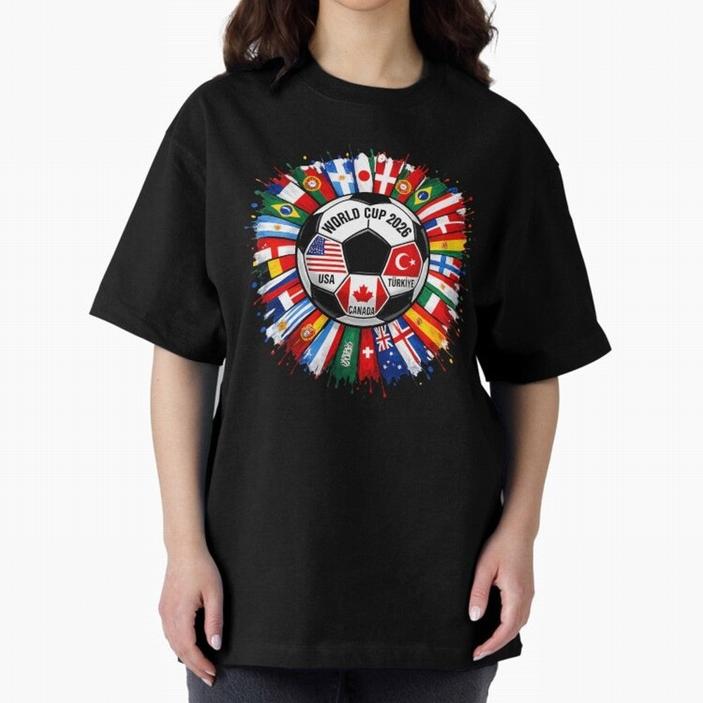 World Cup 2026 Shirt Soccer Tournament Fan Design International Flags Football Graphic Tee Sports Lover Gift Classic T-Shirt Celebrate the Stars of Global Football Passion for FIFA World Cup 2026 Group Stage, Driven by CR7 and Messi, Germany,
