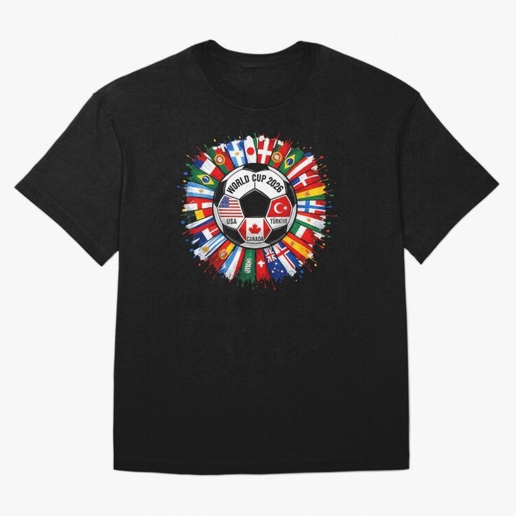 World Cup 2026 Shirt Soccer Tournament Fan Design International Flags Football Graphic Tee Sports Lover Gift Classic T-Shirt Celebrate the Stars of Global Football Passion for FIFA World Cup 2026 Group Stage, Driven by CR7 and Messi, Germany,