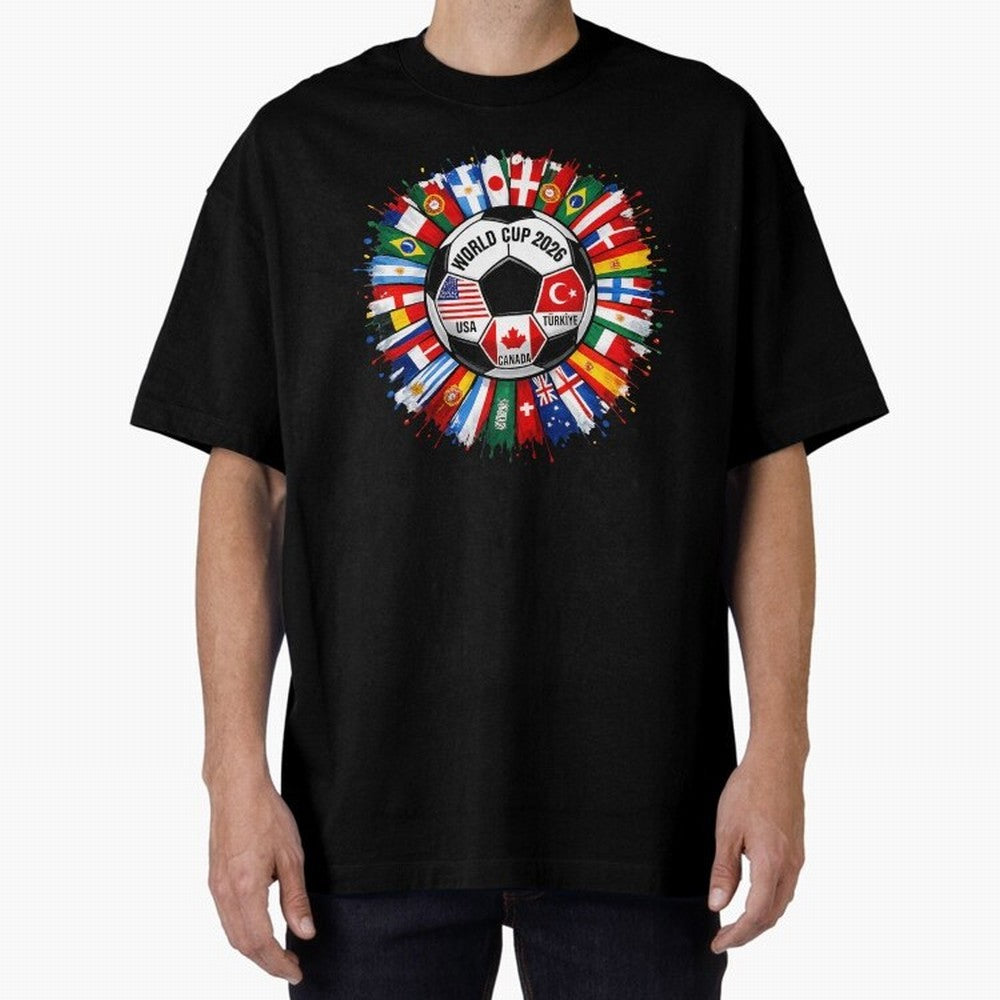 World Cup 2026 Shirt Soccer Tournament Fan Design International Flags Football Graphic Tee Sports Lover Gift Classic T-Shirt Celebrate the Stars of Global Football Passion for FIFA World Cup 2026 Group Stage, Driven by CR7 and Messi, Germany,