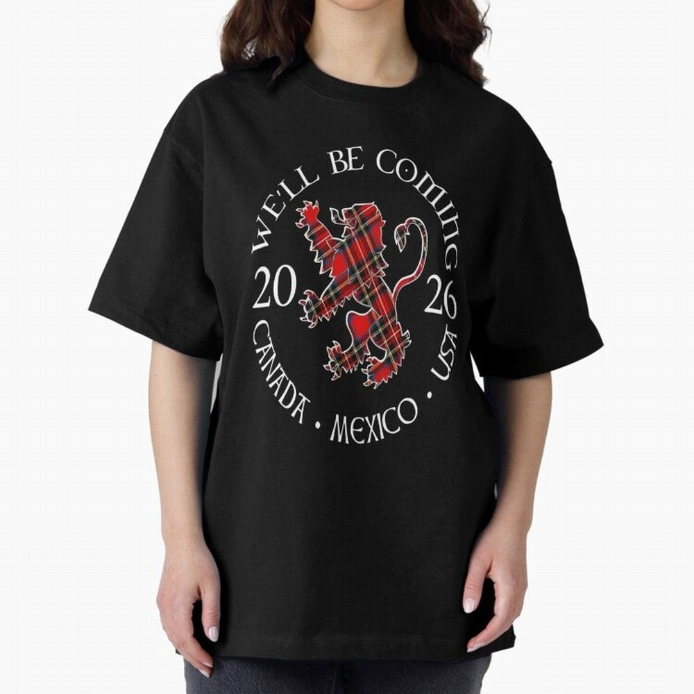 We'll be Coming Scotland Football Tee Scottish World Cup Classic T-Shirt Upgrade Global Football Passion for FIFA World Cup 2026 USA Canada Mexico, Highlighting Cristiano Ronaldo, Haaland and CR7, Argentina, France and Brazil, Football Festival