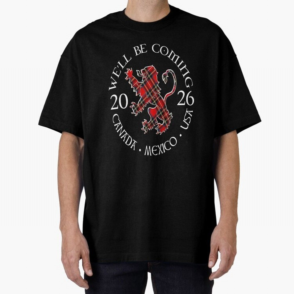 We'll be Coming Scotland Football Tee Scottish World Cup Classic T-Shirt Upgrade Global Football Passion for FIFA World Cup 2026 USA Canada Mexico, Highlighting Cristiano Ronaldo, Haaland and CR7, Argentina, France and Brazil, Football Festival