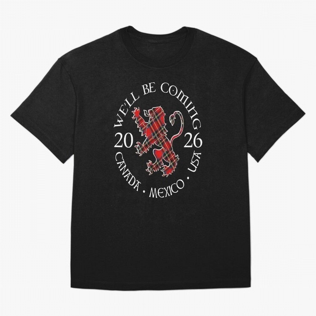 We'll be Coming Scotland Football Tee Scottish World Cup Classic T-Shirt Upgrade Global Football Passion for FIFA World Cup 2026 USA Canada Mexico, Highlighting Cristiano Ronaldo, Haaland and CR7, Argentina, France and Brazil, Football Festival