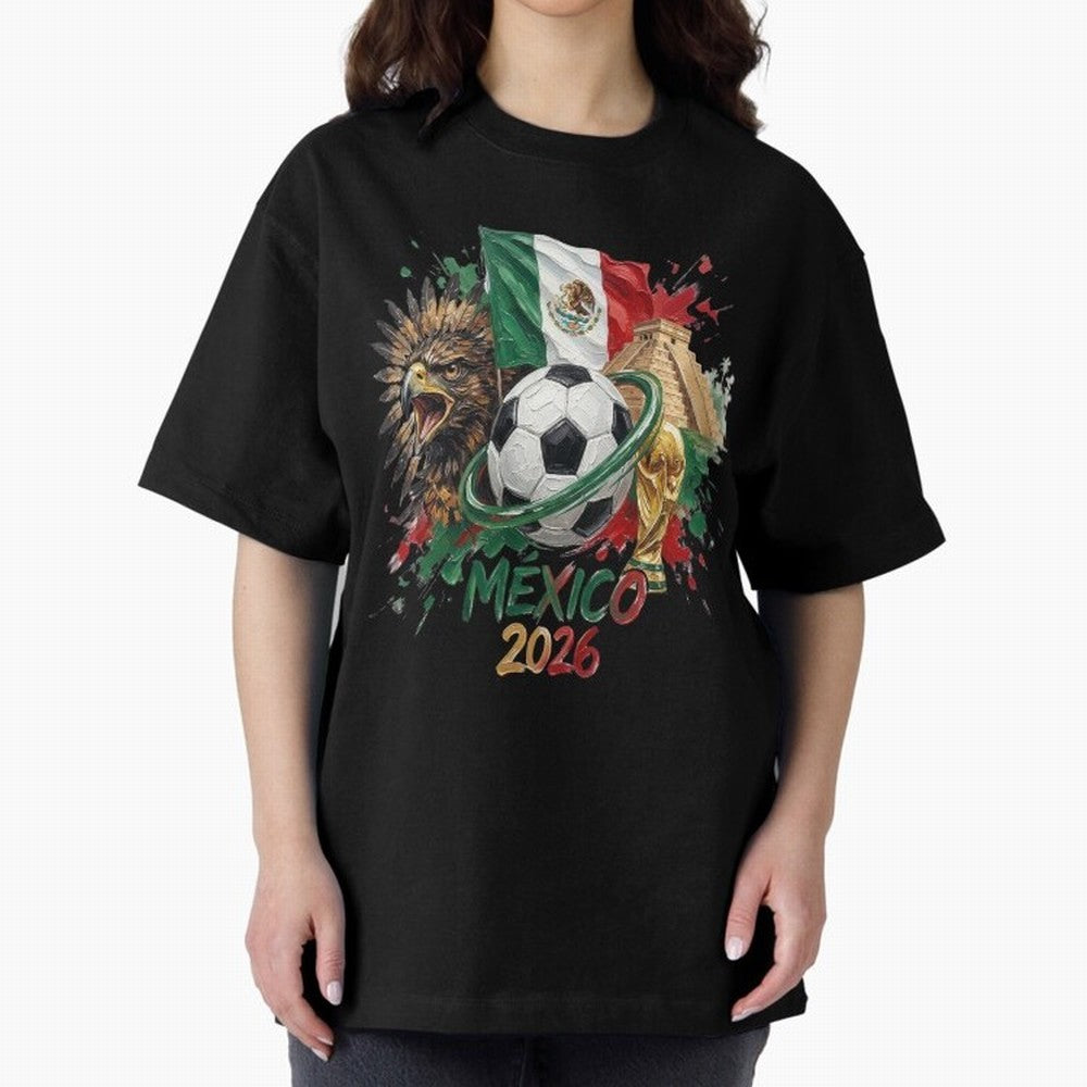 Mexico World Cup 2026 Oversized T-Shirt Bring Stadium Energy to Match Day Hype around FIFA World Cup 2026, Mbappe, Portugal, Worldwide Fan Energy, Dramatic Goals, Stadium Lights and Championship Celebrations; Ideal for Passionate Fans Who Love