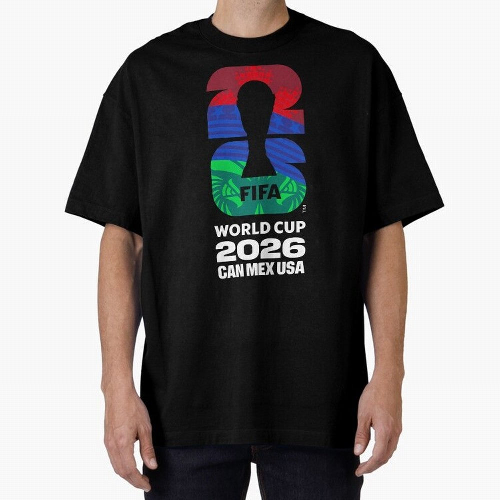 World Cup26 Host Country Logo Flags Oversized T-Shirt Feel the Trophy Chase of Match Day Hype around FIFA World Cup 2026, Messi, CR7 and Mbappe, Argentina and Brazil, Match Day Excitement, Supporter Culture, Golden Goals and Global Football