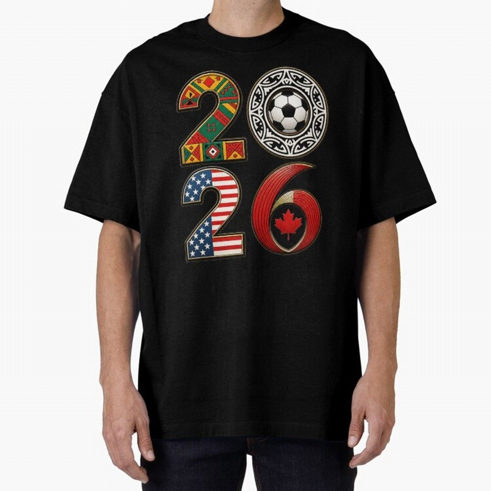 United 2026 Soccer Fan - North America Host Countries Oversized T-Shirt Stand Out with Spirit from FIFA World Cup 2026 USA Canada Mexico Centered on Haaland, Brazil, Portugal and Argentina Energy, Stadium Chants, National Pride, Trophy Dreams and