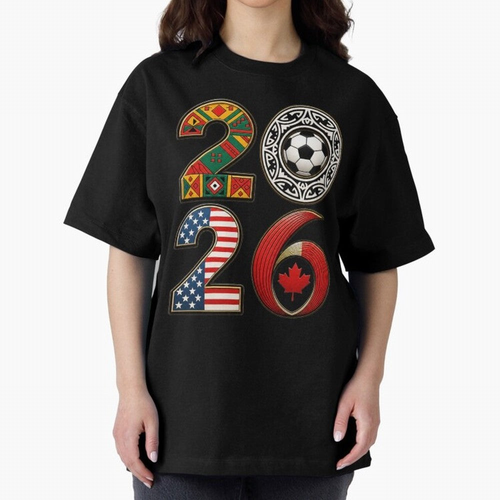 United 2026 Soccer Fan - North America Host Countries Oversized T-Shirt Stand Out with Spirit from FIFA World Cup 2026 USA Canada Mexico Centered on Haaland, Brazil, Portugal and Argentina Energy, Stadium Chants, National Pride, Trophy Dreams and