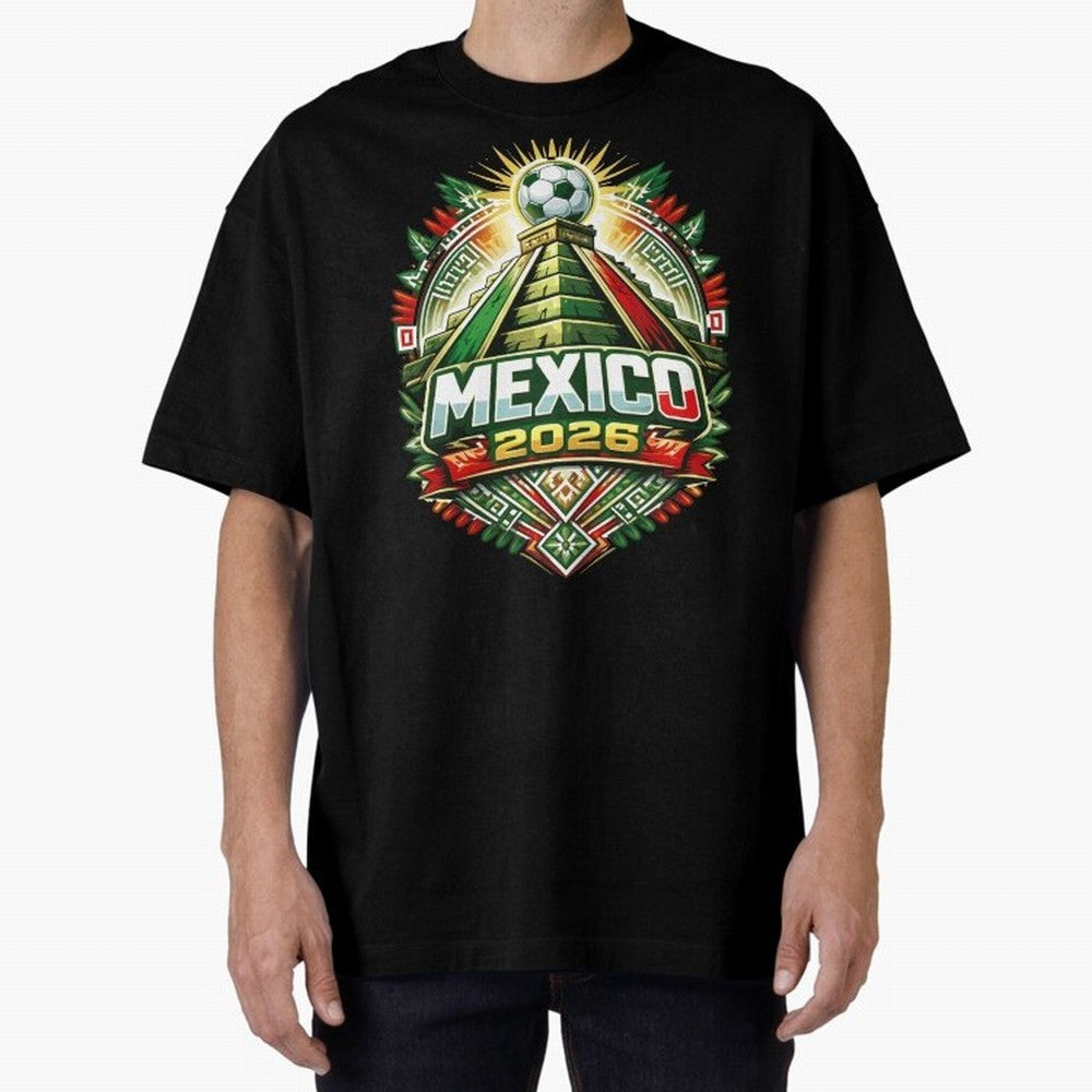 Mexico Soccer 2026 Art Oversized T-Shirt Upgrade Global Football Passion for FIFA World Cup 2026, Inspired by Haaland and Mbappe, Spain and Netherlands, Match Day Excitement, Supporter Culture, Golden Goals and Global Football Passion; Ideal for