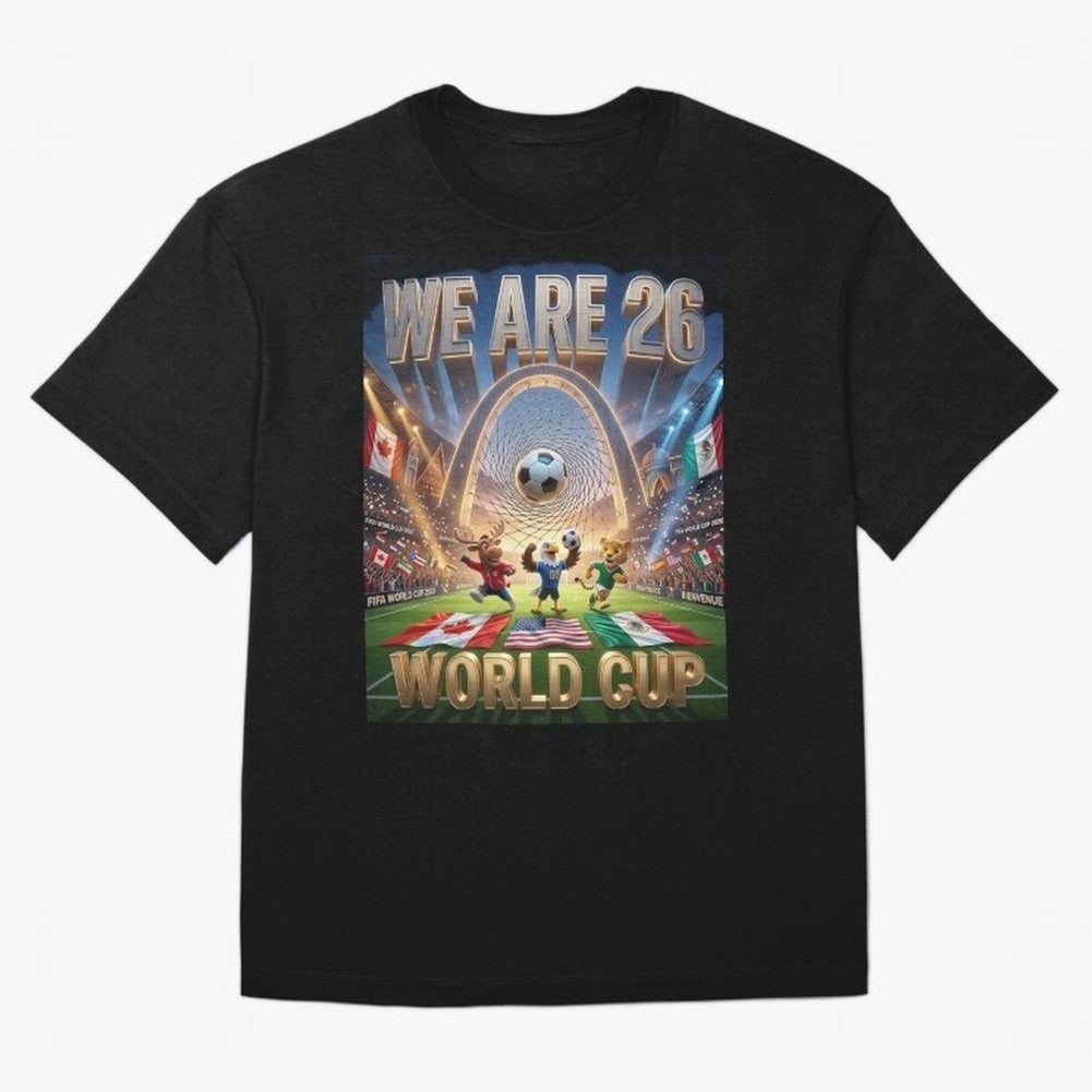 World cup 2026 Oversized T-Shirt Spotlight FIFA World Cup 2026 USA Canada Mexico Centered on Cristiano Ronaldo, Brazil Energy, Worldwide Fan Energy, Dramatic Goals, Stadium Lights and Championship Celebrations; Great for Supporters Who Love
