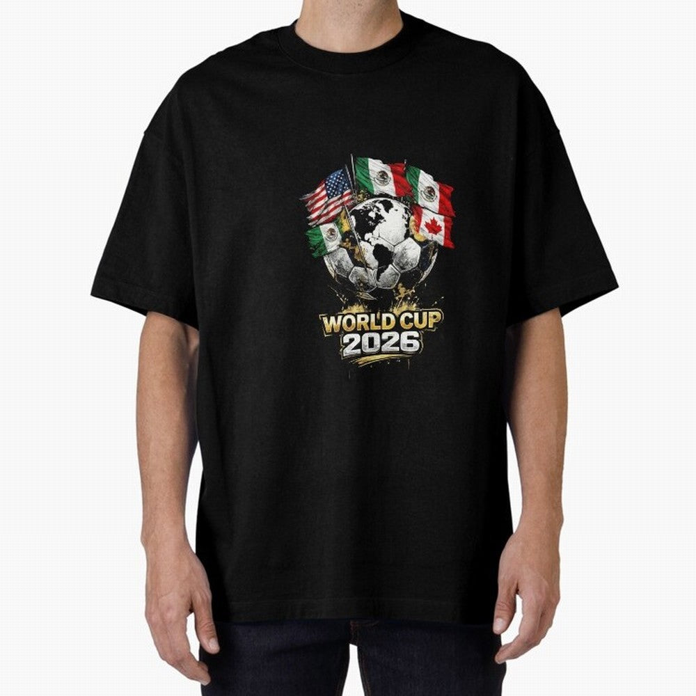 Fifa 2026 World Cup Flags Football Graphic Tee Oversized T-Shirt Fuel FIFA World Cup 2026 for Fans of Cristiano Ronaldo and England, France and Netherlands, Bringing Stadium Chants, National Pride, Trophy Dreams and Unforgettable Football Memories;