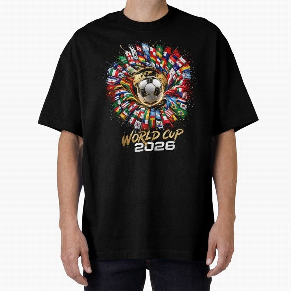 World Cup 2026 Flag Fusion Football T-Shirt Oversized T-Shirt Honor Football Greatness during the FIFA World Cup 2026 Journey through Cristiano Ronaldo, Haaland and CR7 Highlights, Portugal, Spain and Germany Pride, Sports Nostalgia, International