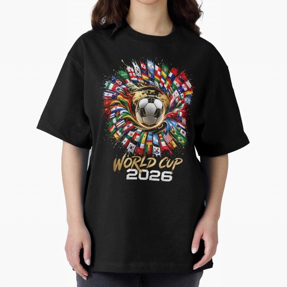World Cup 2026 Flag Fusion Football T-Shirt Oversized T-Shirt Honor Football Greatness during the FIFA World Cup 2026 Journey through Cristiano Ronaldo, Haaland and CR7 Highlights, Portugal, Spain and Germany Pride, Sports Nostalgia, International