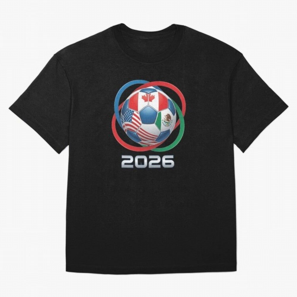 3D Realistic World Cup 2026 Soccer Ball with Rings Oversized T-Shirt Support the Legends of Global Football Passion for FIFA World Cup 2026 USA Canada Mexico, Inspired by Messi and Cristiano Ronaldo, Brazil, Stadium Chants, National Pride, Trophy