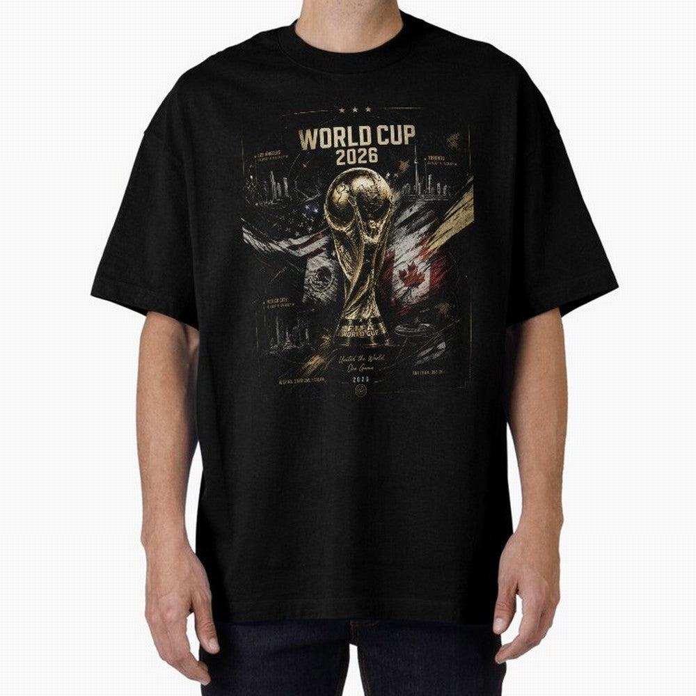 2026 FIFA World Cup Oversized T-Shirt Capture Match Day Hype around FIFA World Cup 2026, Cristiano Ronaldo, Haaland and CR7, Argentina and Brazil, Retro Football Energy, Iconic Rivalries, Trophy Chase Drama and Stadium Atmosphere; Ideal for