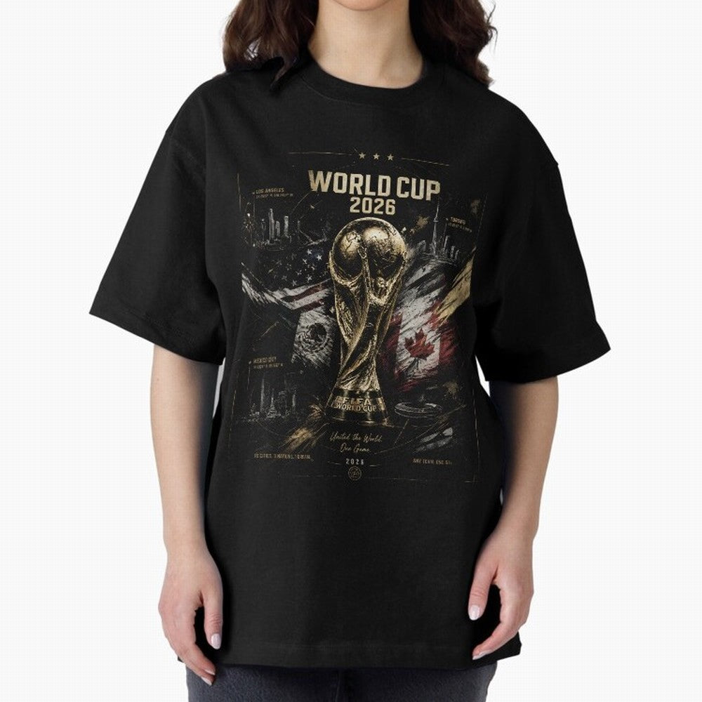 2026 FIFA World Cup Oversized T-Shirt Capture Match Day Hype around FIFA World Cup 2026, Cristiano Ronaldo, Haaland and CR7, Argentina and Brazil, Retro Football Energy, Iconic Rivalries, Trophy Chase Drama and Stadium Atmosphere; Ideal for