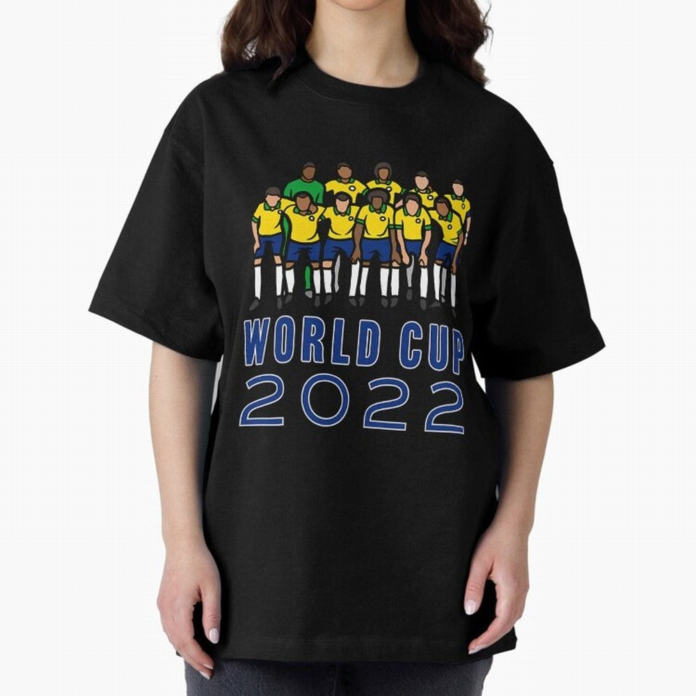 World Cup 2022 Oversized T-Shirt Step into Global Football Passion for FIFA World Cup 2026 Group Stage, Built around Messi, CR7 and Mbappe, Brazil, Portugal and Argentina, Sports Nostalgia, International Competition, Famous Players and