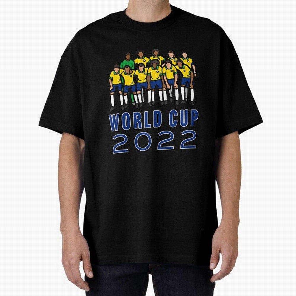 World Cup 2022 Oversized T-Shirt Step into Global Football Passion for FIFA World Cup 2026 Group Stage, Built around Messi, CR7 and Mbappe, Brazil, Portugal and Argentina, Sports Nostalgia, International Competition, Famous Players and