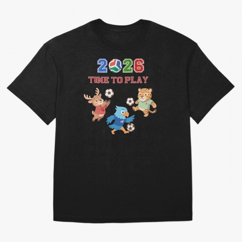 Soccer Mascots 2026 USA Mexico Canada Time To Play Oversized T-Shirt Celebrate Football Dreams Across FIFA World Cup 2026 Group Stage Celebrating Cristiano Ronaldo, Haaland and CR7, Portugal, Spain and Germany Energy, Retro Football Energy, Iconic