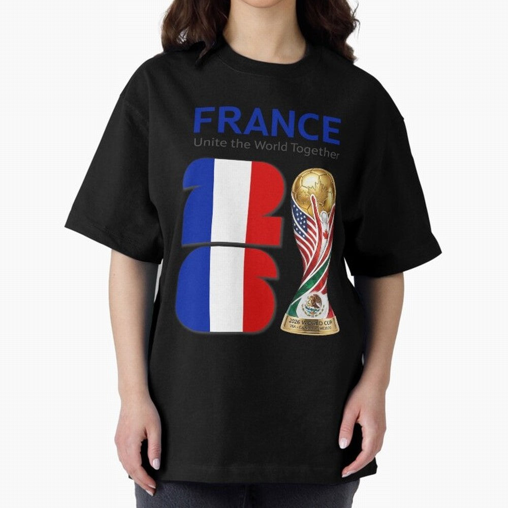 World Cup 2026, IMG 030, FRANCE 001 Oversized T-Shirt Share the Excitement of FIFA World Cup 2026 Group Stage for Fans of Haaland and Mbappe and England and Germany, Bringing Championship Spirit, Famous Goals, Roaring Crowds and International