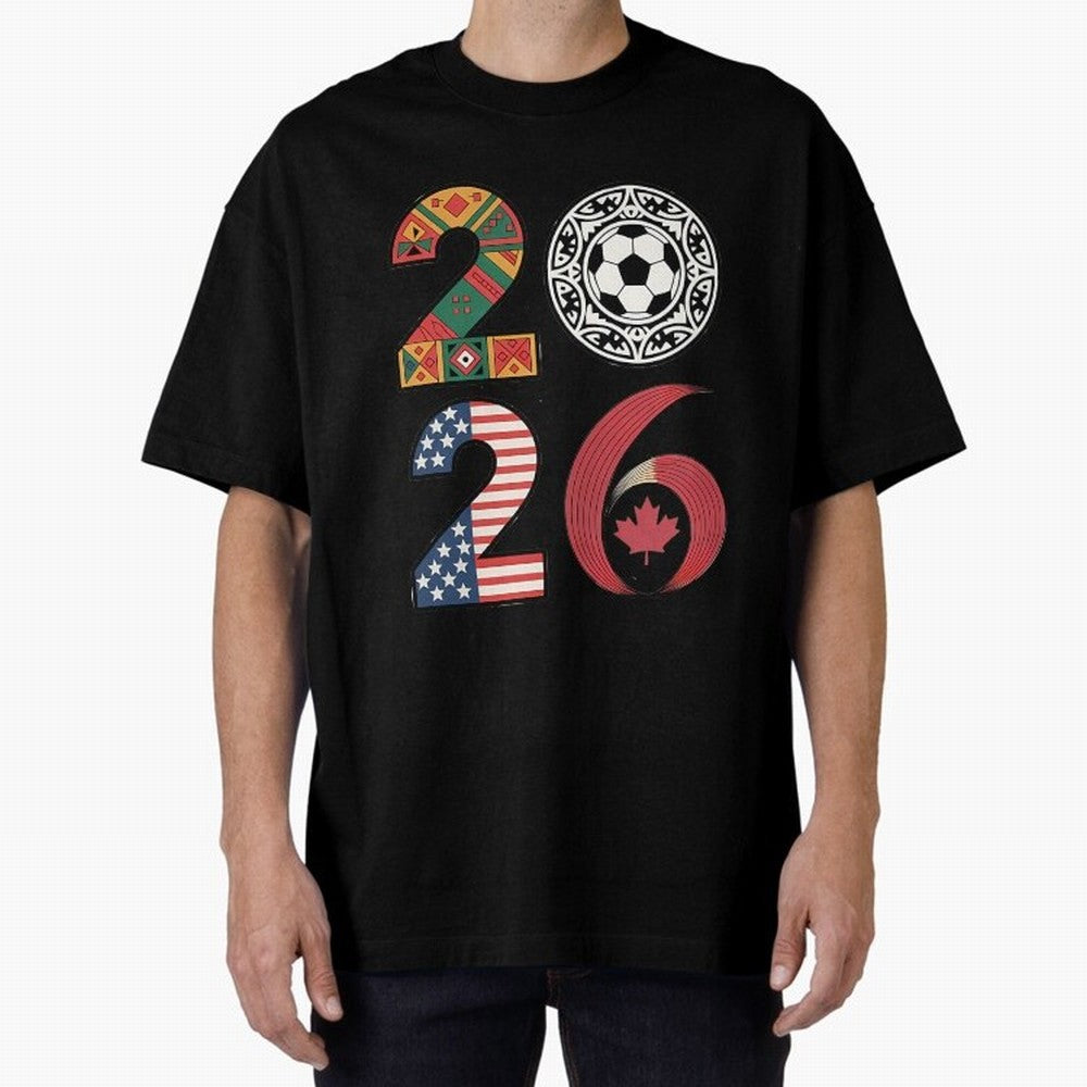 2026 Football Countries Design Usa Canada Mexico Inspired Oversized T-Shirt Honor the Beautiful Game during FIFA World Cup 2026 Group Stage Highlighting Messi, Argentina Energy, Championship Spirit, Famous Goals, Roaring Crowds and International
