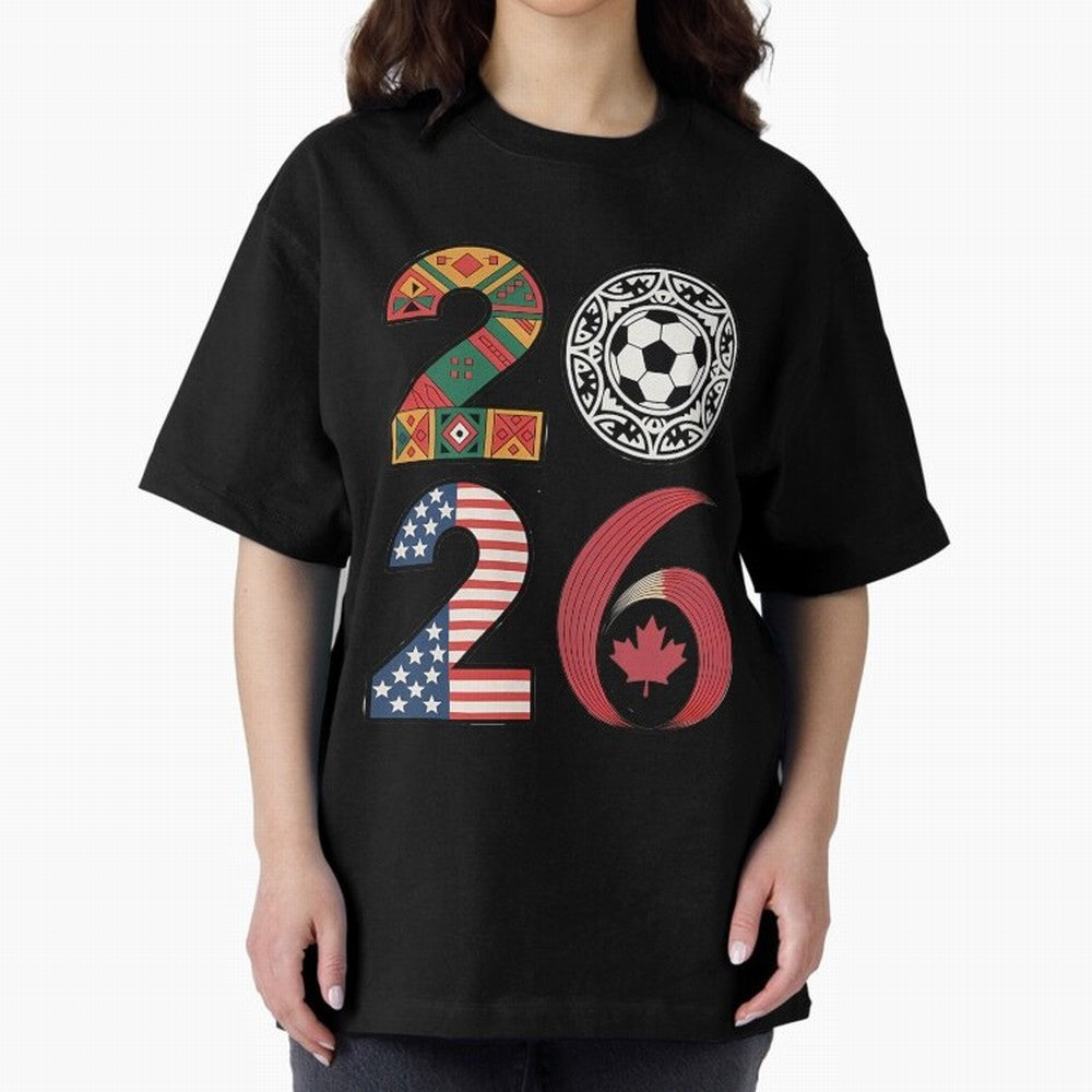 2026 Football Countries Design Usa Canada Mexico Inspired Oversized T-Shirt Honor the Beautiful Game during FIFA World Cup 2026 Group Stage Highlighting Messi, Argentina Energy, Championship Spirit, Famous Goals, Roaring Crowds and International