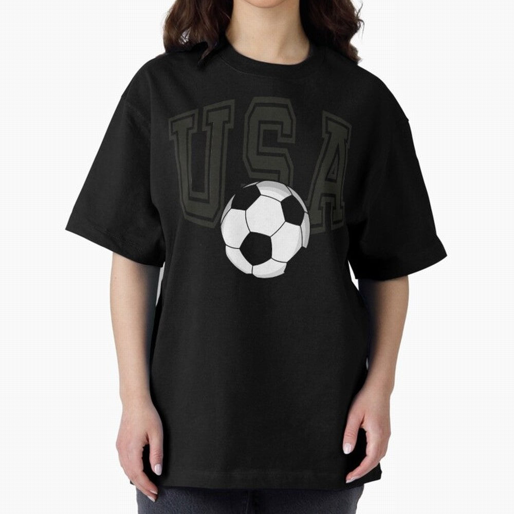USA soccer ball American world cup 2026 fan Oversized T-Shirt Support the FIFA World Cup 2026 USA Canada Mexico Journey through Haaland and Mbappe Highlights, England, France and Netherlands Pride, Vintage Soccer Flavor, Modern Football Stars,