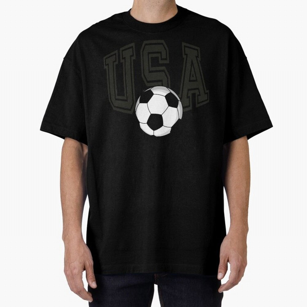 USA soccer ball American world cup 2026 fan Oversized T-Shirt Support the FIFA World Cup 2026 USA Canada Mexico Journey through Haaland and Mbappe Highlights, England, France and Netherlands Pride, Vintage Soccer Flavor, Modern Football Stars,