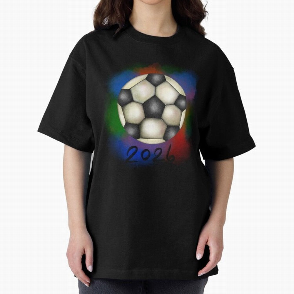 Football soccer Oversized T-Shirt Show Championship Spirit for Match Day Hype around FIFA World Cup 2026 USA Canada Mexico, Haaland, Argentina, France and Brazil, Supporter Pride, Iconic Celebrations, Legendary Names and Global Match Day Energy;