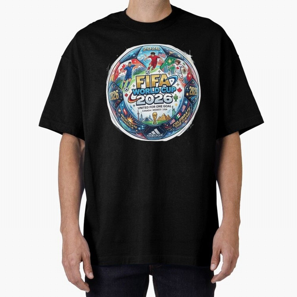 FIFA World Cup 2026 Official Match Ball Concept Art - Canada Mexico USA Oversized T-Shirt Bring Champion Energy into FIFA World Cup 2026 for Fans of Neymar and Netherlands, Bringing Match Day Excitement, Supporter Culture, Golden Goals and Global