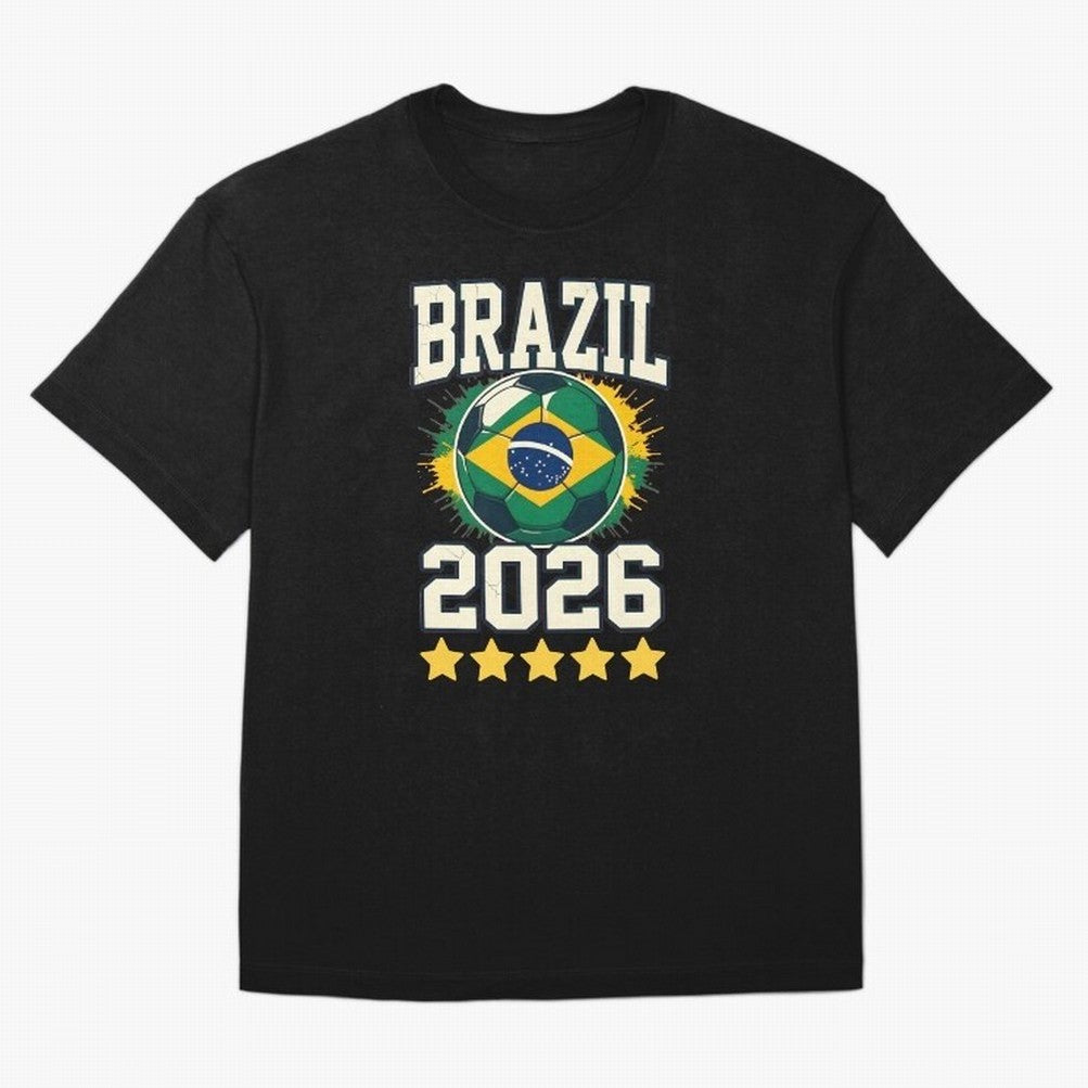 Brazil Soccer Football 2026 Oversized T-Shirt Bring Match Day Fire to the FIFA World Cup 2026 USA Canada Mexico Journey through Messi, CR7 and Mbappe Highlights, France Pride, Classic Soccer Heritage, Championship Pressure, Fan Loyalty and