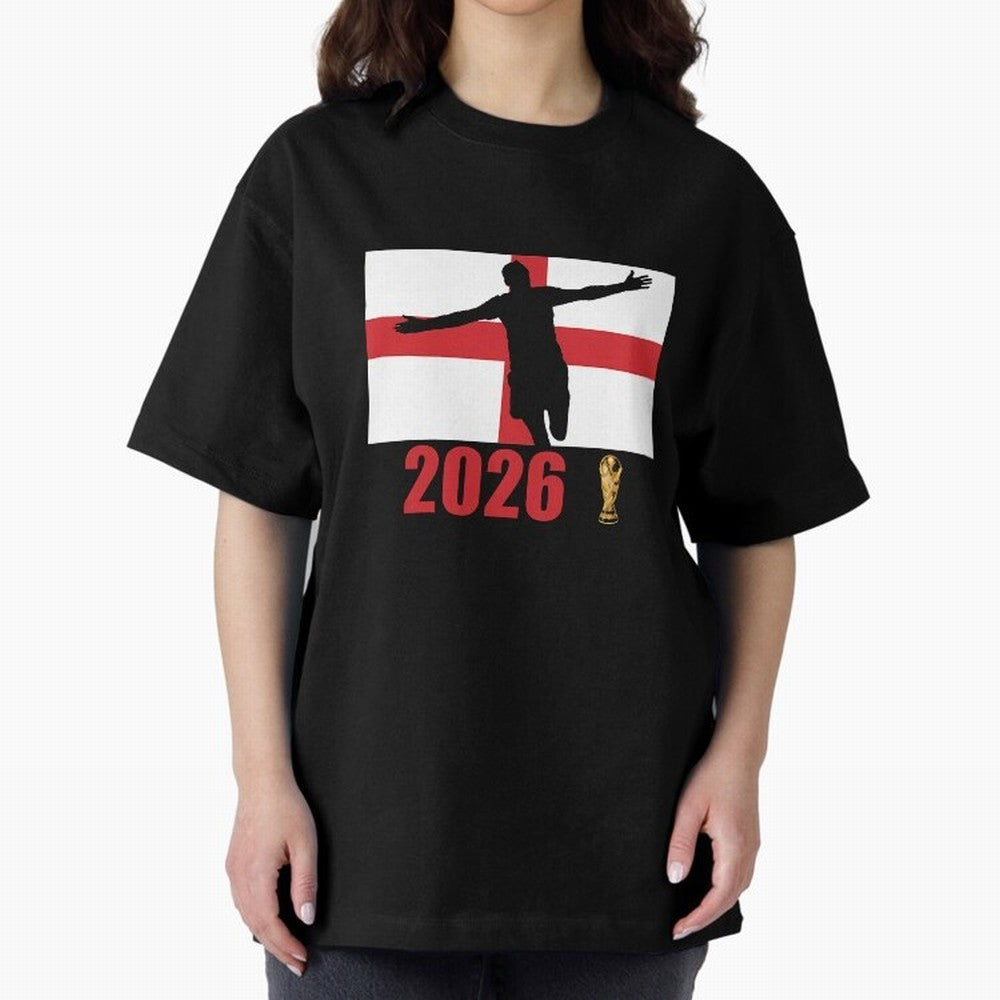 England World Cup 2026 T-Shirt_84815873 Oversized T-Shirt Fuel FIFA World Cup 2026 Group Stage Spirit, Highlighting Germany, Messi, Neymar and Mbappe, Retro Football Energy, Iconic Rivalries, Trophy Chase Drama and Stadium Atmosphere; Great for
