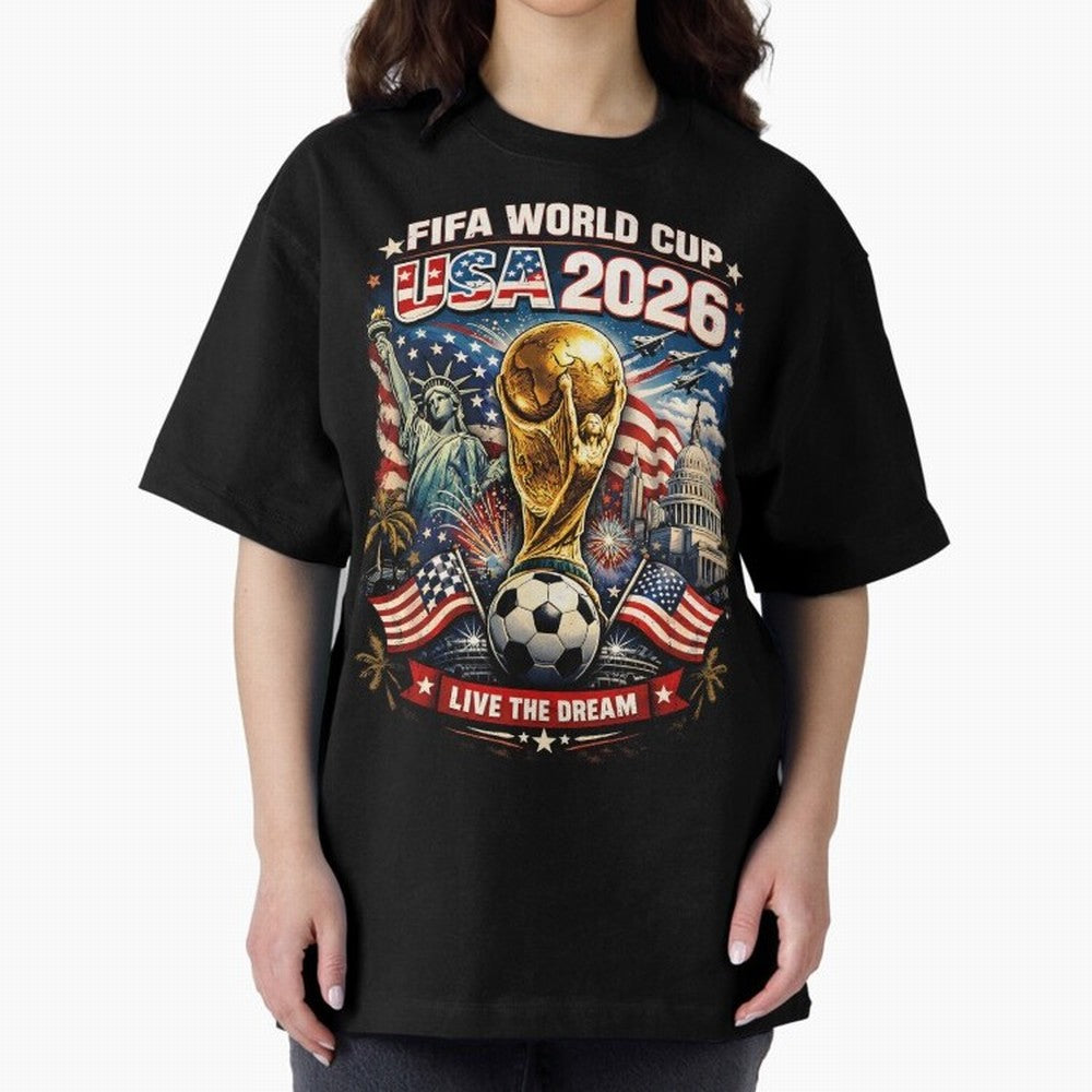 Fifa World Cup USA 2026 Colour Oversized T-Shirt Stand Proud for FIFA World Cup 2026 USA Canada Mexico Featuring Neymar, Brazil Energy, Global Supporter Spirit, Legendary Goals, National Colors and Tournament Celebration; Perfect for Supporters Who