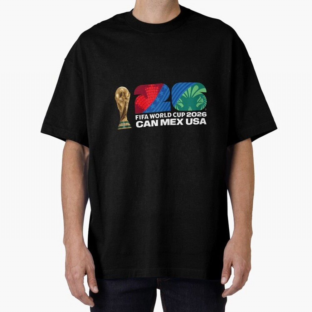 World Cup26 Host Country Trophy Oversized T-Shirt Fuel Match Day Hype around FIFA World Cup 2026 USA Canada Mexico, Messi and Cristiano Ronaldo, Netherlands, Championship Spirit, Famous Goals, Roaring Crowds and International Football Unity; Made