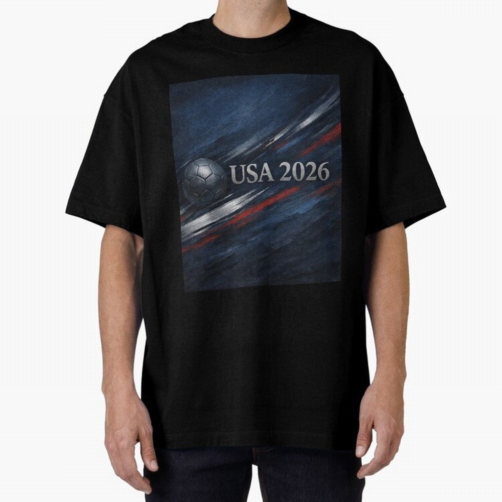 USA 2026 Soccer Design Inspired Oversized T-Shirt Show Championship Spirit for FIFA World Cup 2026 Featuring Messi and Cristiano Ronaldo, Netherlands Energy, Champion Mindset, Group Stage Buzz, Knockout Tension and Passionate Fan Culture; Made for