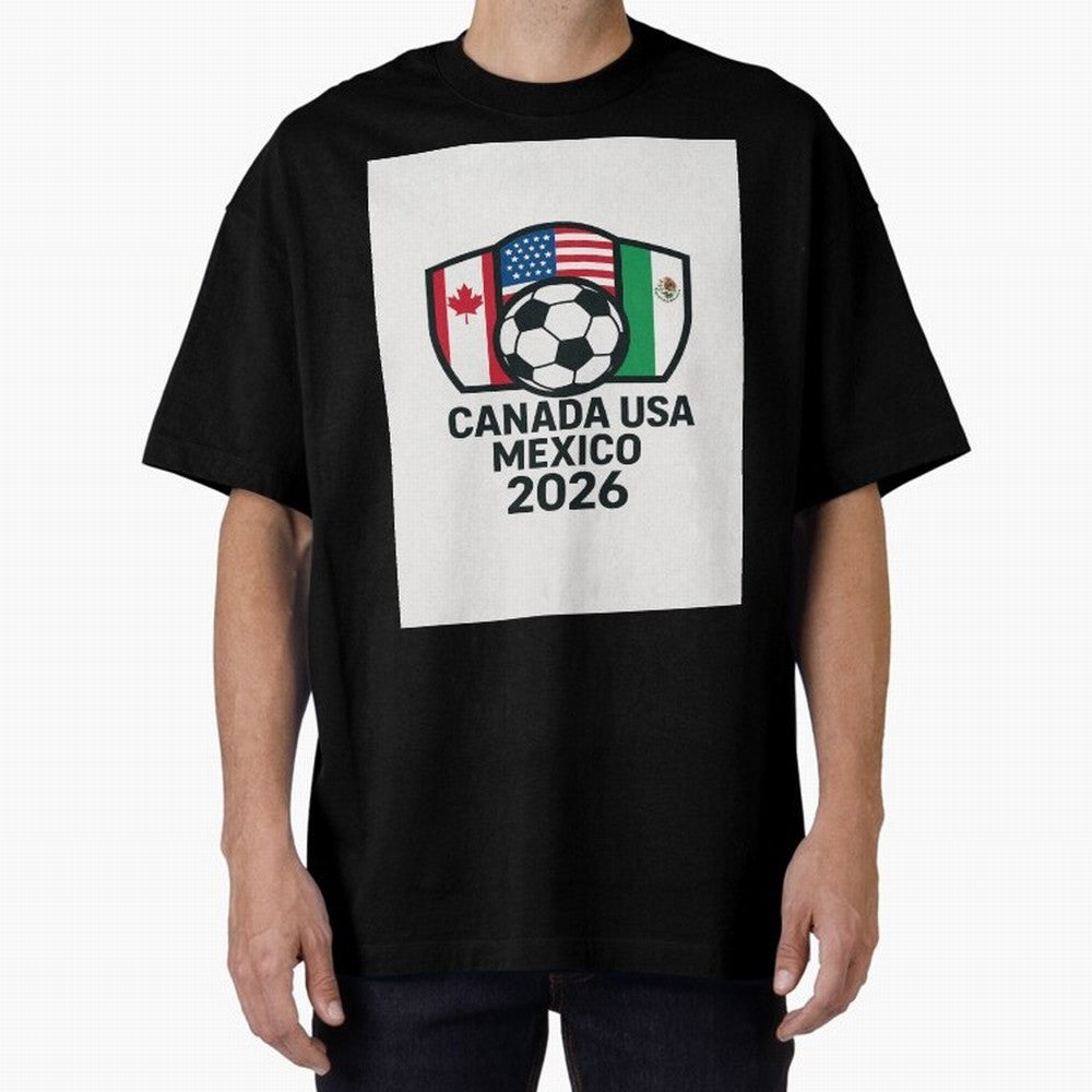 World Cup Soccer 2026 Canada USA Mexico Design Oversized T-Shirt Carry the FIFA World Cup 2026 Group Stage Journey through Haaland and Mbappe Highlights, Spain and Netherlands Pride, Sports Nostalgia, International Competition, Famous Players and