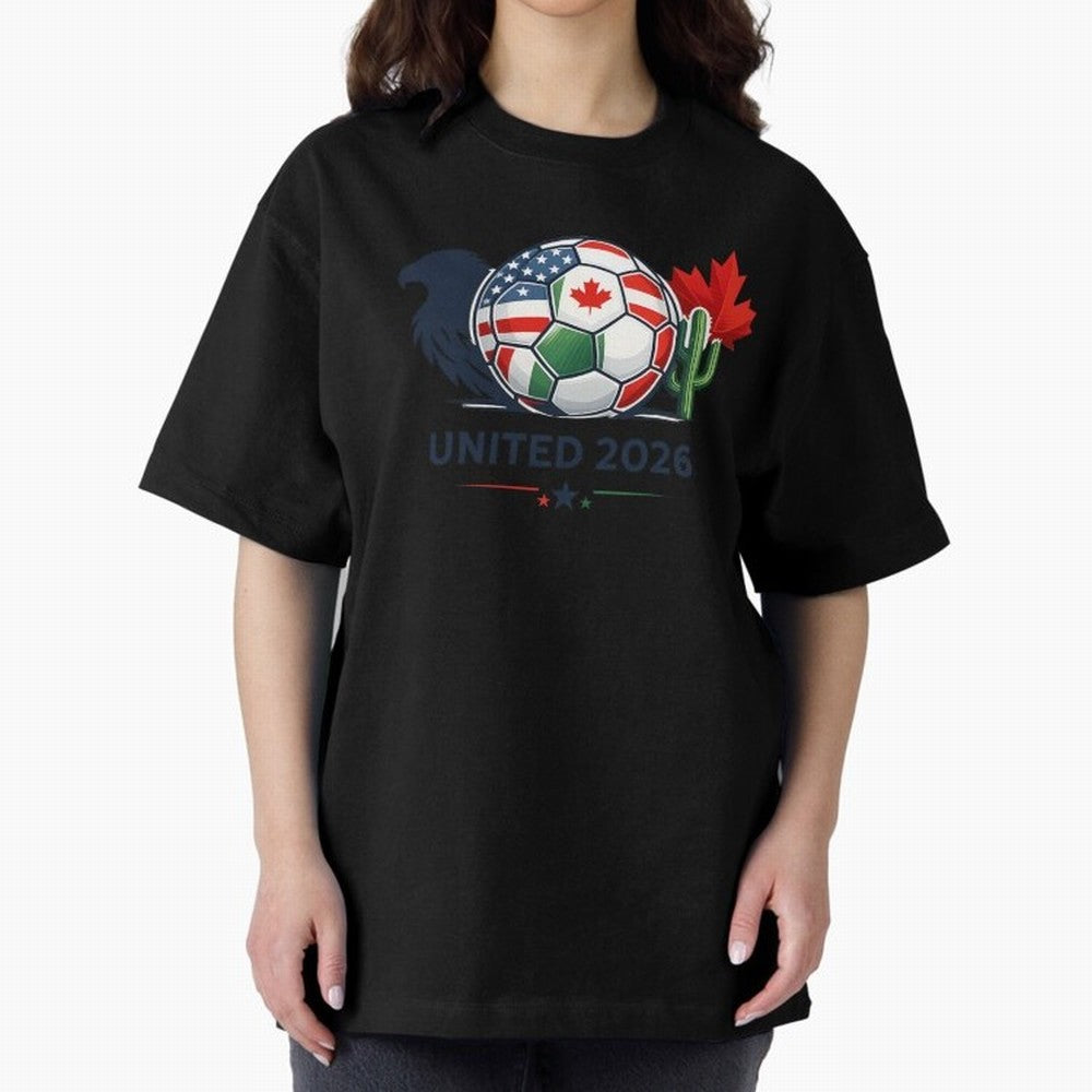 World Cup 2026 United Soccer Design Oversized T-Shirt Make Your Look Match Global Football Passion for FIFA World Cup 2026 USA Canada Mexico, Inspired by Haaland and Mbappe, England and Germany, Global Supporter Spirit, Legendary Goals, National