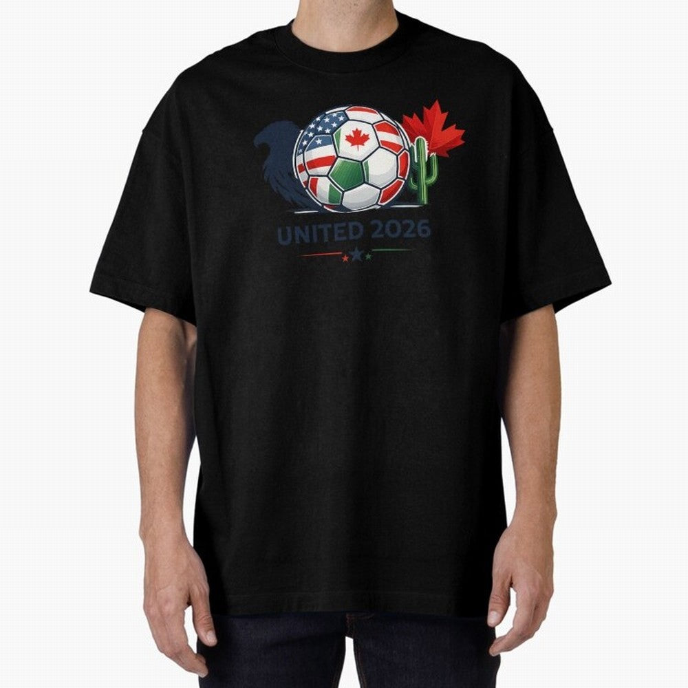 World Cup 2026 United Soccer Design Oversized T-Shirt Make Your Look Match Global Football Passion for FIFA World Cup 2026 USA Canada Mexico, Inspired by Haaland and Mbappe, England and Germany, Global Supporter Spirit, Legendary Goals, National