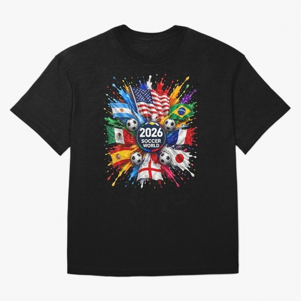 2026 Soccer World USA Flag Burst Fan Tee Oversized T-Shirt Carry the Colors and Pride of Match Day Hype around FIFA World Cup 2026 USA Canada Mexico, Neymar, Haaland and Cristiano Ronaldo, England, Stadium Memories, Football Loyalty, International