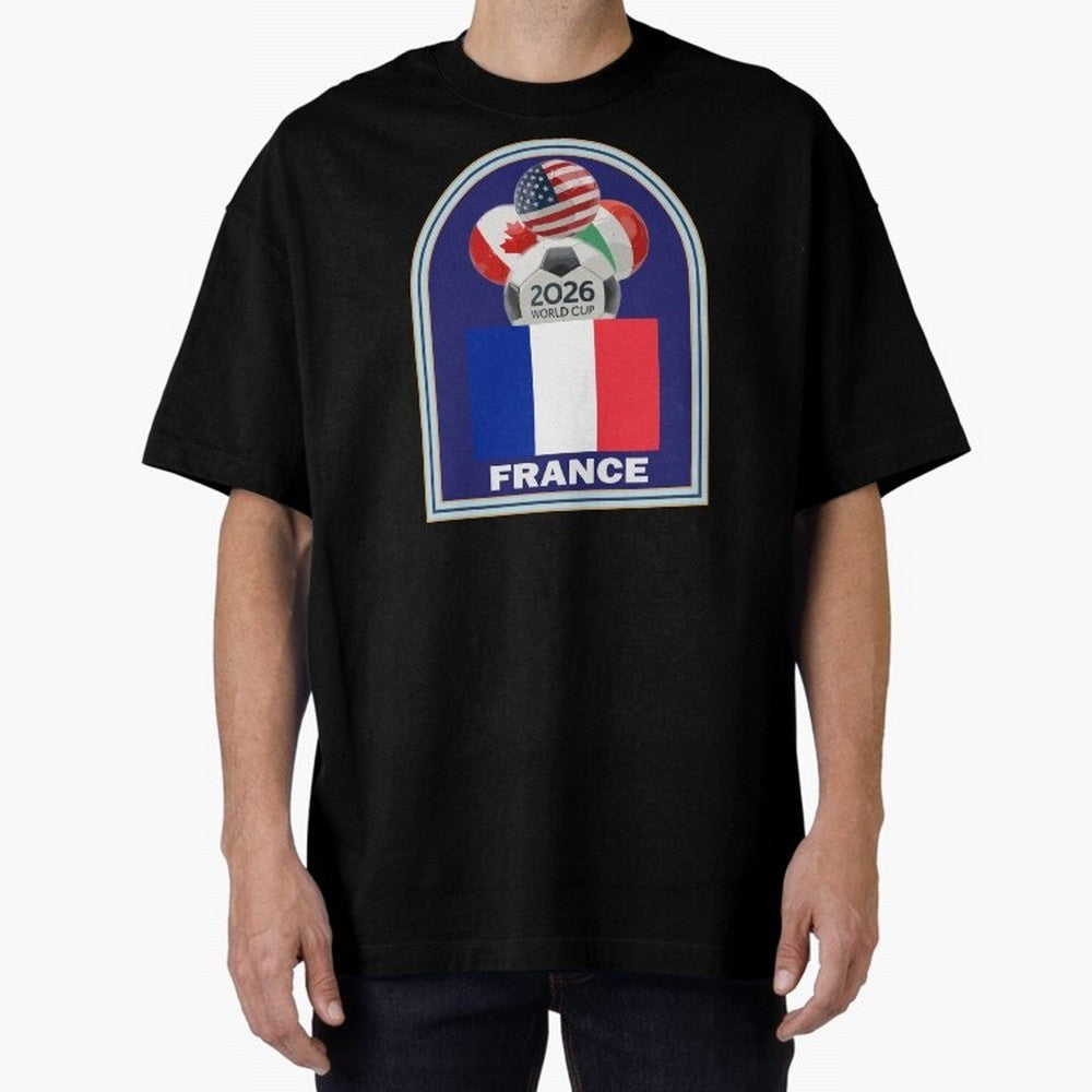 France 2026 Soccer T-shirt Oversized T-Shirt Cheer through Every Moment of FIFA World Cup 2026 Group Stage with Messi and Cristiano Ronaldo, Argentina Energy, Goal Celebration Energy, Supporter Heritage, Football Icons and Worldwide Tournament Joy;