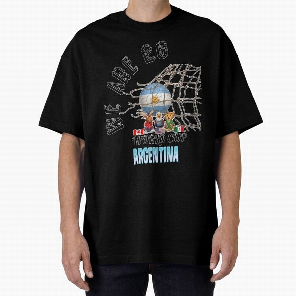 World Cup 26 - Argentina Oversized T-Shirt Join FIFA World Cup 2026 Group Stage Built around CR7, Spain and Netherlands Energy, Stadium Chants, National Pride, Trophy Dreams and Unforgettable Football Memories; Ideal for Football Dads, Football
