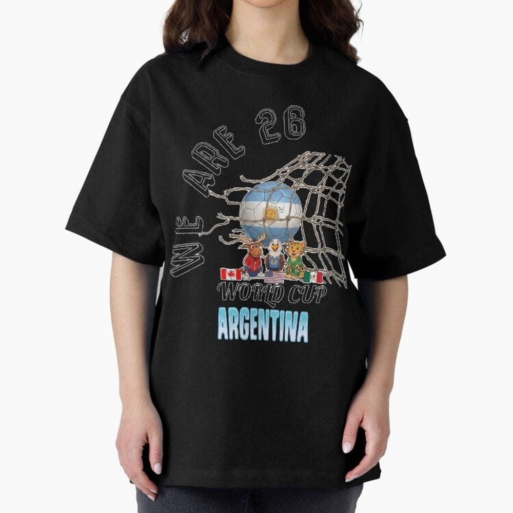 World Cup 26 - Argentina Oversized T-Shirt Join FIFA World Cup 2026 Group Stage Built around CR7, Spain and Netherlands Energy, Stadium Chants, National Pride, Trophy Dreams and Unforgettable Football Memories; Ideal for Football Dads, Football