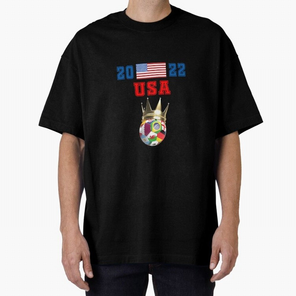 Usa World Cup Jersey 2022 Oversized T-Shirt Represent the Passion of Global Football Passion for FIFA World Cup 2026 Group Stage, Built around Messi, Portugal, Spain and Germany, Vintage Soccer Flavor, Modern Football Stars, National Flags and