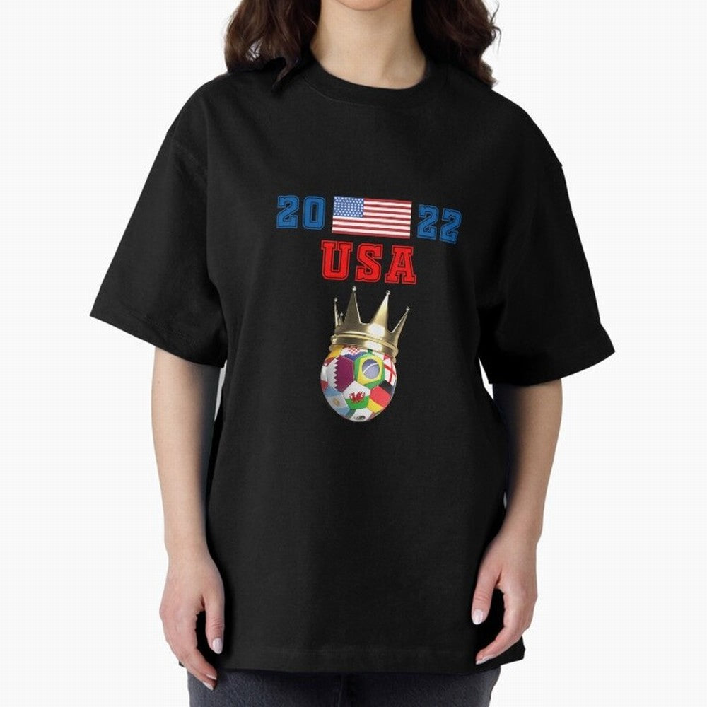 Usa World Cup Jersey 2022 Oversized T-Shirt Represent the Passion of Global Football Passion for FIFA World Cup 2026 Group Stage, Built around Messi, Portugal, Spain and Germany, Vintage Soccer Flavor, Modern Football Stars, National Flags and